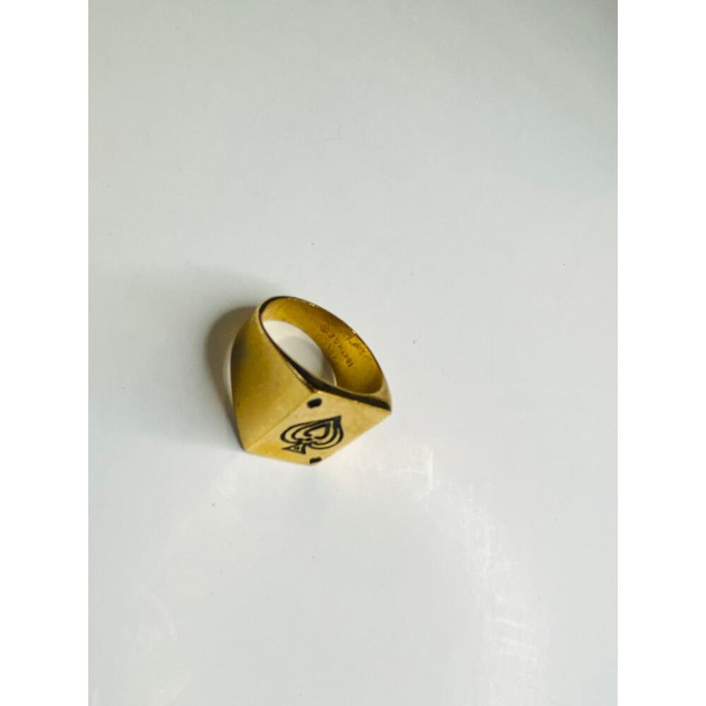 Size 9 Vintage 18k Gold Electroplate Ring Ace of Spades 17.5mm - Picture 5 of 6